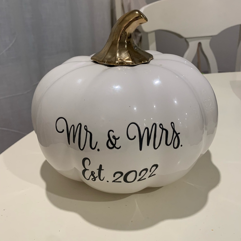 White Ceramic Pumpkin Decor